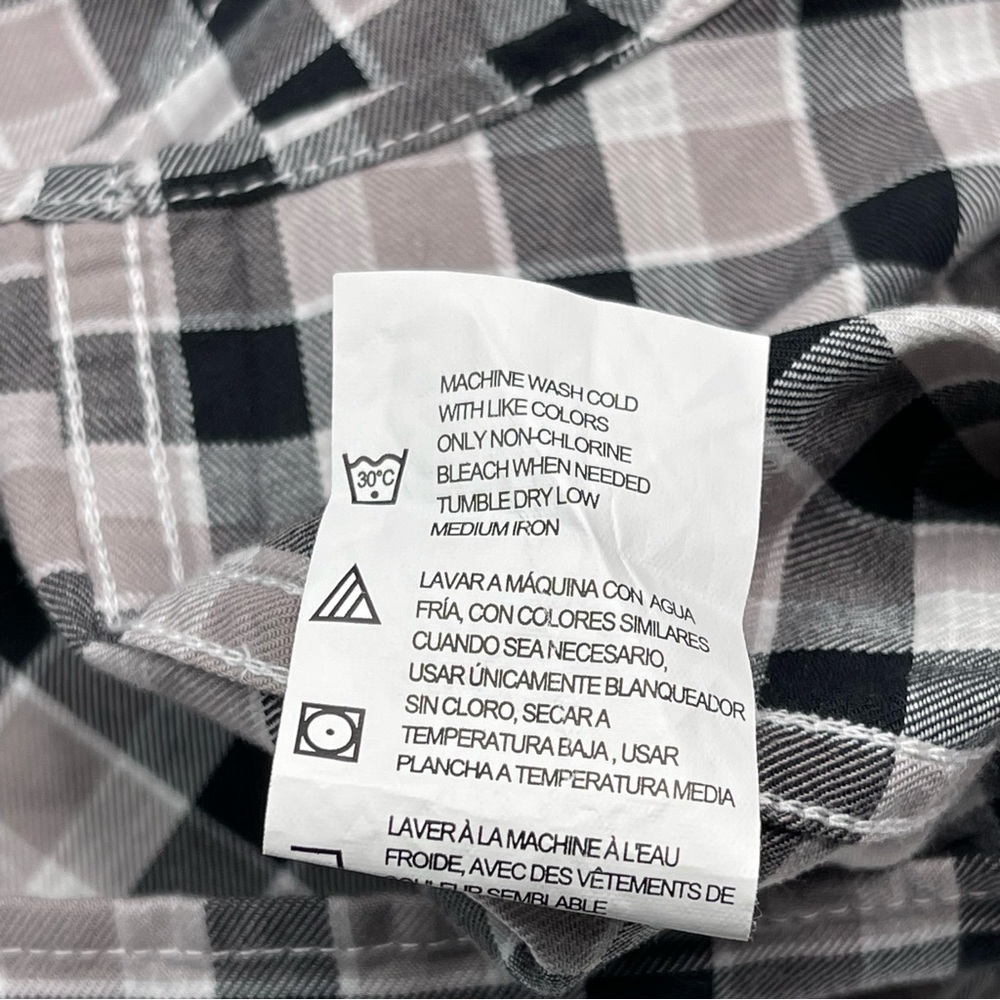 Dickies Shirt Button Plaid Black White Grey Long Sleeve Cotton Outdoor Work - Picture 15 of 16